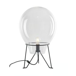 LAMPADA DA TERRA NERA CON DIFFUSORE IN VETRO SOFFIATO TRASPARENTE D38 E D50 CM MODERNA 2