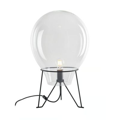 LAMPADA DA TERRA NERA CON DIFFUSORE IN VETRO SOFFIATO TRASPARENTE D38 E D50 CM MODERNA