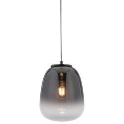 SOSPENSIONE SINGOLA IN VETRO SOFFIATO CROMO SFUMATO 3 MISURE LAMPADINA E27 MODERNA