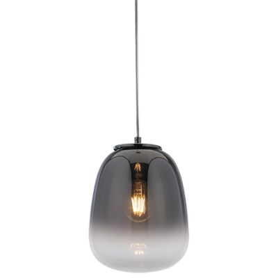 SOSPENSIONE SINGOLA IN VETRO SOFFIATO CROMO SFUMATO 3 MISURE LAMPADINA E27 MODERNA