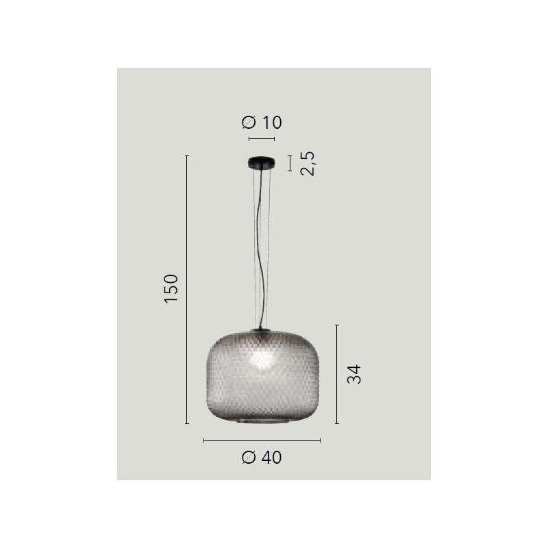 SOSPENSIONE SINGOLA D40 CM IN VETRO SFACCETTATO 5 COLORI LAMPADINA ATTACCO E27 MODERNA