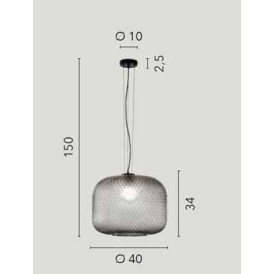 SOSPENSIONE SINGOLA D40 CM IN VETRO SFACCETTATO 5 COLORI LAMPADINA ATTACCO E27 MODERNA