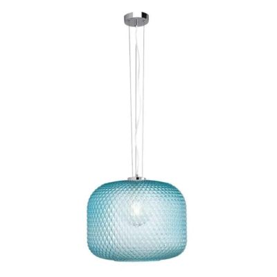 SOSPENSIONE SINGOLA D40 CM IN VETRO SFACCETTATO 5 COLORI LAMPADINA ATTACCO E27 MODERNA