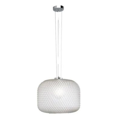 SOSPENSIONE SINGOLA D40 CM IN VETRO SFACCETTATO 5 COLORI LAMPADINA ATTACCO E27 MODERNA