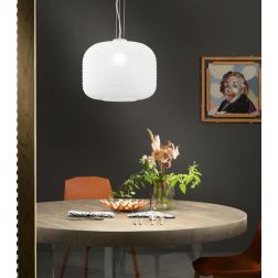 SOSPENSIONE SINGOLA D40 CM IN VETRO SFACCETTATO 5 COLORI LAMPADINA ATTACCO E27 MODERNA