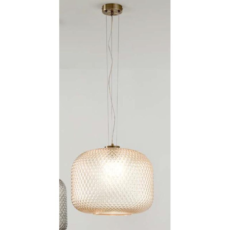 SOSPENSIONE SINGOLA D40 CM IN VETRO SFACCETTATO 5 COLORI LAMPADINA ATTACCO E27 MODERNA