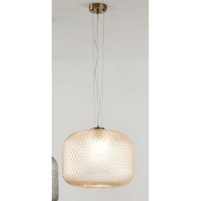 SOSPENSIONE SINGOLA D40 CM IN VETRO SFACCETTATO 5 COLORI LAMPADINA ATTACCO E27 MODERNA