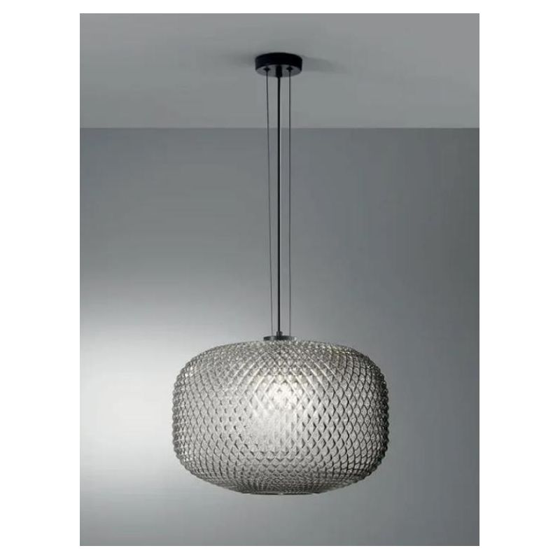 SOSPENSIONE SINGOLA D40 CM IN VETRO SFACCETTATO 5 COLORI LAMPADINA ATTACCO E27 MODERNA