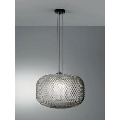 SOSPENSIONE SINGOLA D40 CM IN VETRO SFACCETTATO 5 COLORI LAMPADINA ATTACCO E27 MODERNA