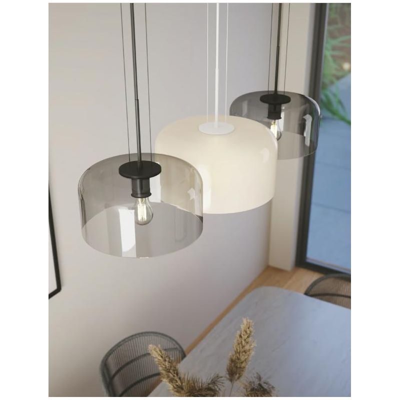 SOSPENSIONE SINGOLA 3 MISURE IN VETRO LISCIO 5 COLORI LAMPADINA ATTACCO E27 MODERNA