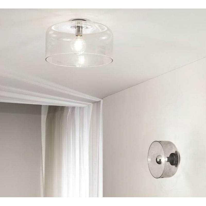 PLAFONIERA IN VETRO LISCIO 3 MISURE IN 5 COLORI LAMPADINA ATTACCO E27 MODERNA