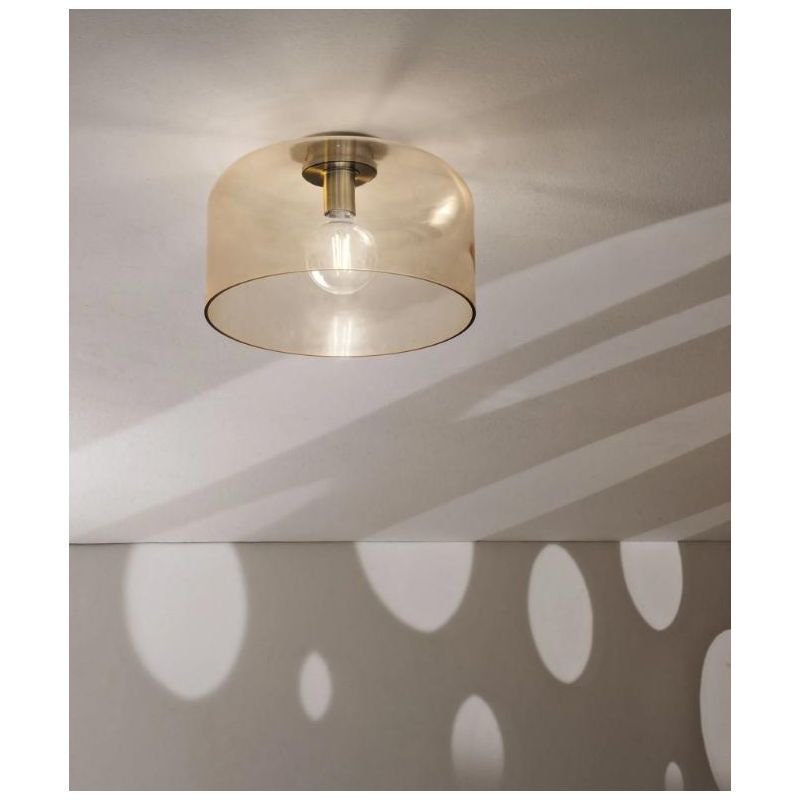 PLAFONIERA IN VETRO LISCIO 3 MISURE IN 5 COLORI LAMPADINA ATTACCO E27 MODERNA