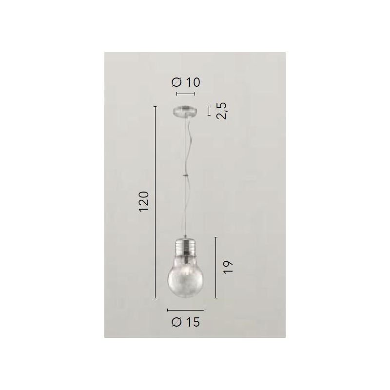 SOSPENSIONE SINGOLA A LAMPADINA IN VETRO D15 O D30 CM MODERNA LAMPADINA ATTACCO E27