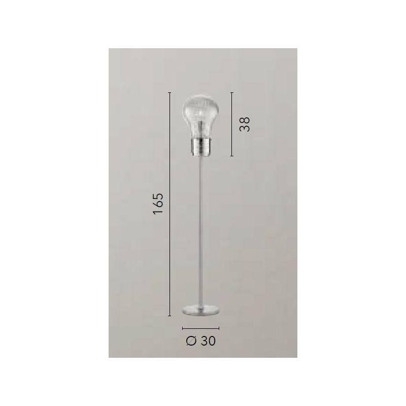 PIANTANA IN METALLO CROMO DIFFUSORE IN VETRO A FORMA DI LAMPADINA MODERNA LAMPADINA ATTACCO E27
