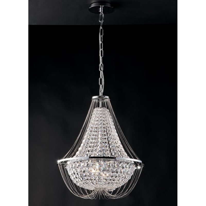 LAMPADARIO ELEGANTE CLASSICO CROMO O ORO 2 MISURE CON CRISTALLI DECORATIVI LAMPADINE ATTACCO E14