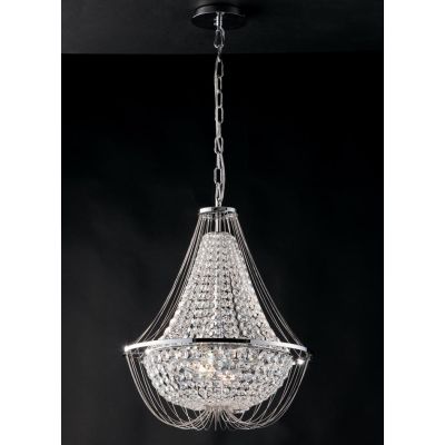 LAMPADARIO ELEGANTE CLASSICO CROMO O ORO 2 MISURE CON CRISTALLI DECORATIVI LAMPADINE ATTACCO E14