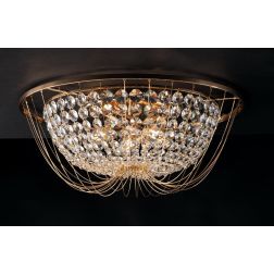 PLAFONIERA ELEGANTE CLASSICA CROMO O ORO 2 MISURE CON CRISTALLI DECORATIVI LAMPADINE ATTACCO E14 2