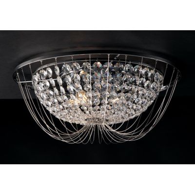 PLAFONIERA ELEGANTE CLASSICA CROMO O ORO 2 MISURE CON CRISTALLI DECORATIVI LAMPADINE ATTACCO E14