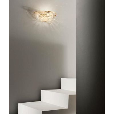 APPLIQUE ELEGANTE CLASSICA CROMO O ORO CON CRISTALLI DECORATIVI LAMPADINE ATTACCO E14