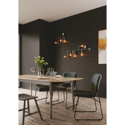 AMARCORD APPLIQUE PLAFONIERA 5 LUCI VINTAGE METALLO RUGGINE O ZINCATO CON TUBI METALLICI LAMPADINE E27