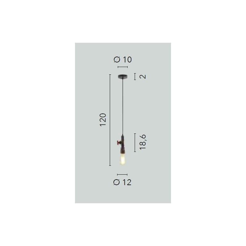 AMARCORD SOSPENSIONE SINGOLA VINTAGE METALLO RUGGINE O ZINCATO CON TUBO METALLICO LAMPADINA E27