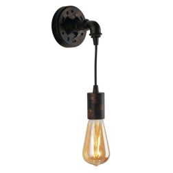 AMARCORD PICCOLA APPLIQUE VINTAGE METALLO RUGGINE O ZINCATO CON TUBO METALLICO LAMPADINA E27 2
