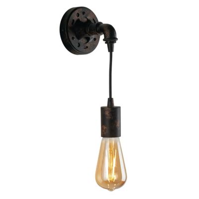 AMARCORD PICCOLA APPLIQUE VINTAGE METALLO RUGGINE O ZINCATO CON TUBO METALLICO LAMPADINA E27