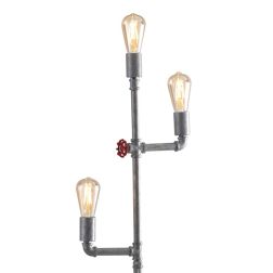 AMARCORD PIANTANA VINTAGE H160 CM IN METALLO RUGGINE O ZINCATO CON TUBI METALLICI LAMPADINE E27 2