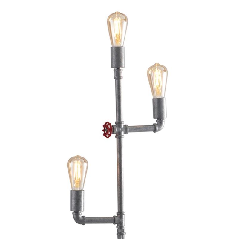 AMARCORD PIANTANA VINTAGE H160 CM IN METALLO RUGGINE O ZINCATO CON TUBI METALLICI LAMPADINE E27