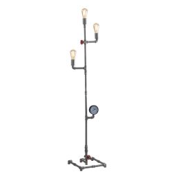 AMARCORD PIANTANA VINTAGE H160 CM IN METALLO RUGGINE O ZINCATO CON TUBI METALLICI LAMPADINE E27