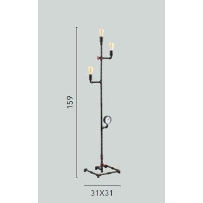 AMARCORD PIANTANA VINTAGE H160 CM IN METALLO RUGGINE O ZINCATO CON TUBI METALLICI LAMPADINE E27