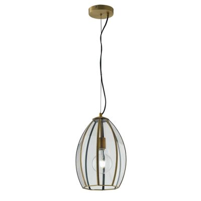 SOSPENSIONE VINTAGE 2 MISURE IN VETRO TRASPARENTE E METALLO OTTONE LAMPADINA ATTACCO E27