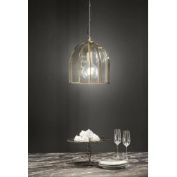 SOSPENSIONE VINTAGE A CAMPANA IN VETRO TRASPARENTE E METALLO OTTONE LAMPADINA ATTACCO E27