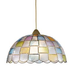SOSPENSIONE STILE TIFFANY IN MADREPERLA MULTICOLOR D40 CM LAMPADINA ATTACCO E27
