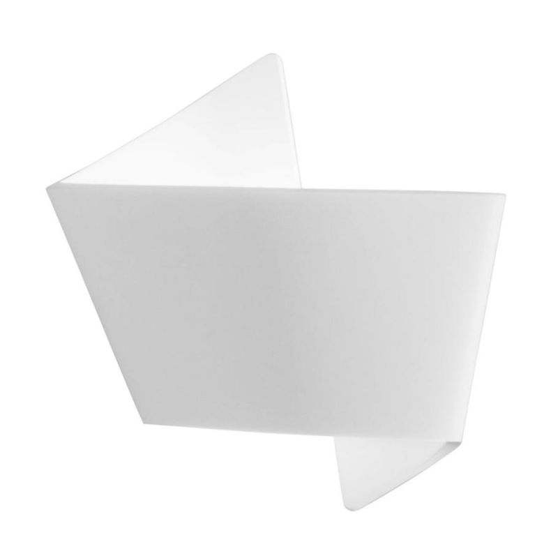 ORIGAMI APPLIQUE SINUOSA IN GESSO BIANCO VERNICIABILE BIEMISSIONE DI LUCE MODERNA LAMPADINA E27