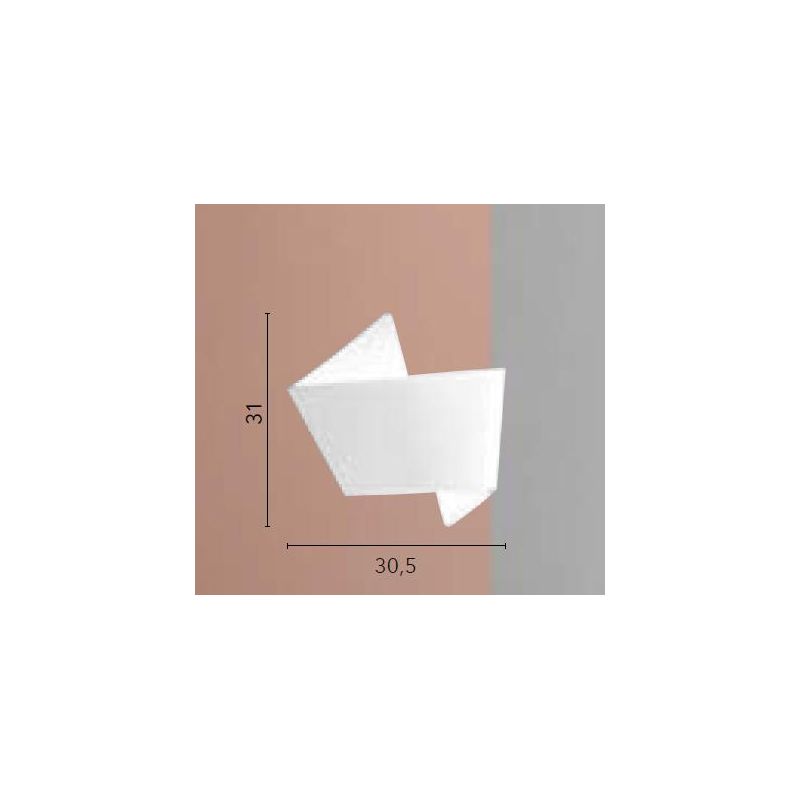 ORIGAMI APPLIQUE SINUOSA IN GESSO BIANCO VERNICIABILE BIEMISSIONE DI LUCE MODERNA LAMPADINA E27