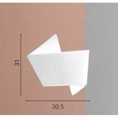 ORIGAMI APPLIQUE SINUOSA IN GESSO BIANCO VERNICIABILE BIEMISSIONE DI LUCE MODERNA LAMPADINA E27