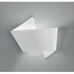 ORIGAMI APPLIQUE SINUOSA IN GESSO BIANCO VERNICIABILE BIEMISSIONE DI LUCE MODERNA LAMPADINA E27 2