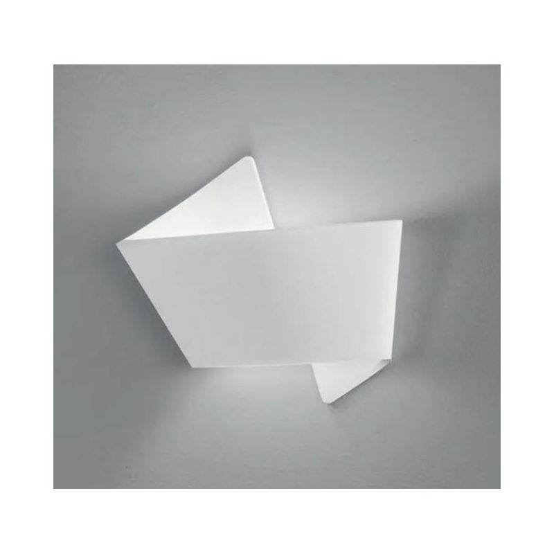 ORIGAMI APPLIQUE SINUOSA IN GESSO BIANCO VERNICIABILE BIEMISSIONE DI LUCE MODERNA LAMPADINA E27
