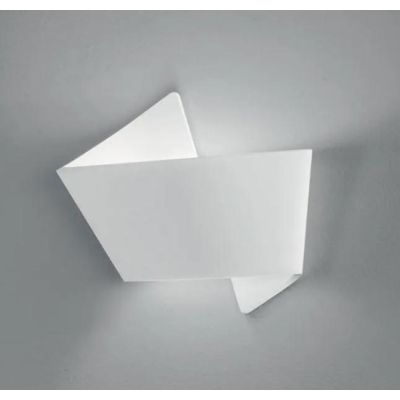 ORIGAMI APPLIQUE SINUOSA IN GESSO BIANCO VERNICIABILE BIEMISSIONE DI LUCE MODERNA LAMPADINA E27