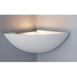 SANTORINI APPLIQUE ANGOLARE IN GESSO BIANCO VERNICIABILE MODERNA LAMPADINA E14 2