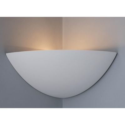 SANTORINI APPLIQUE ANGOLARE IN GESSO BIANCO VERNICIABILE MODERNA LAMPADINA E14