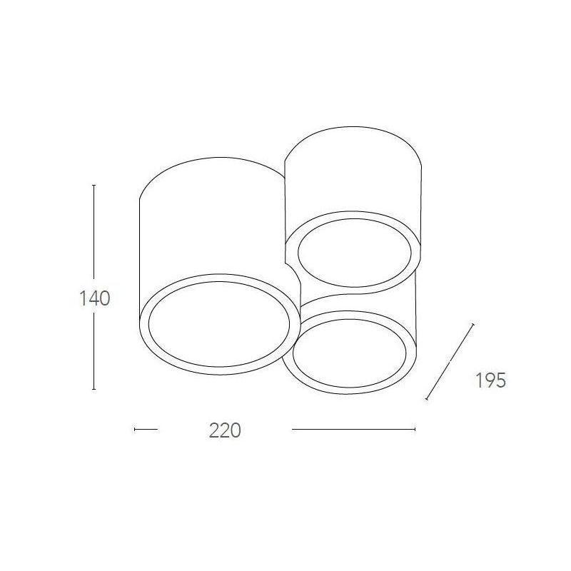 BANJIE PLAFONIERA 3 LUCI CILINDRICA IN GESSO BIANCO VERNICIABILE MODERNA LAMPADINE 3XGU10