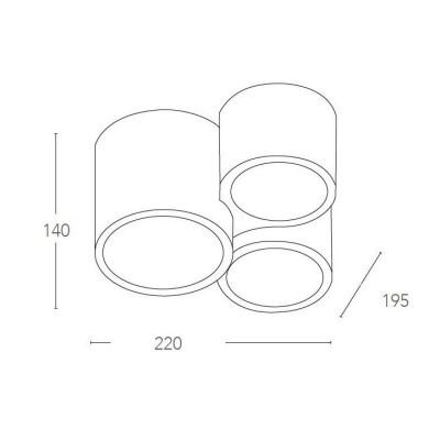 BANJIE PLAFONIERA 3 LUCI CILINDRICA IN GESSO BIANCO VERNICIABILE MODERNA LAMPADINE 3XGU10