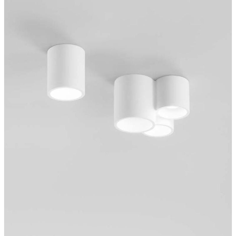 BANJIE PLAFONIERA 3 LUCI CILINDRICA IN GESSO BIANCO VERNICIABILE MODERNA LAMPADINE 3XGU10