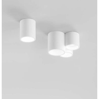 BANJIE PLAFONIERA 3 LUCI CILINDRICA IN GESSO BIANCO VERNICIABILE MODERNA LAMPADINE 3XGU10