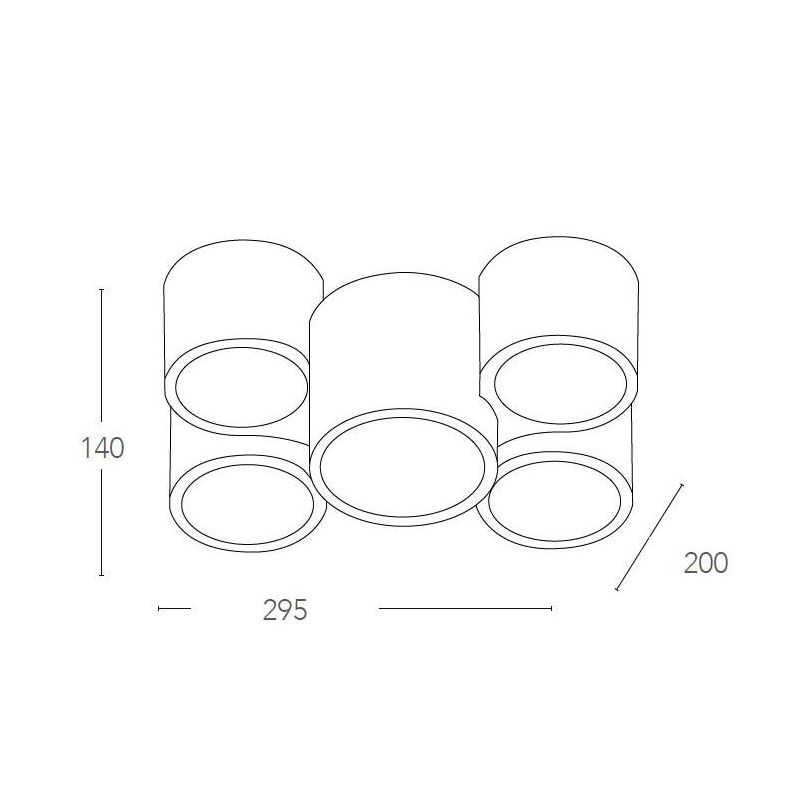 BANJIE PLAFONIERA 5 LUCI CILINDRICA IN GESSO BIANCO VERNICIABILE MODERNA LAMPADINE 5XGU10