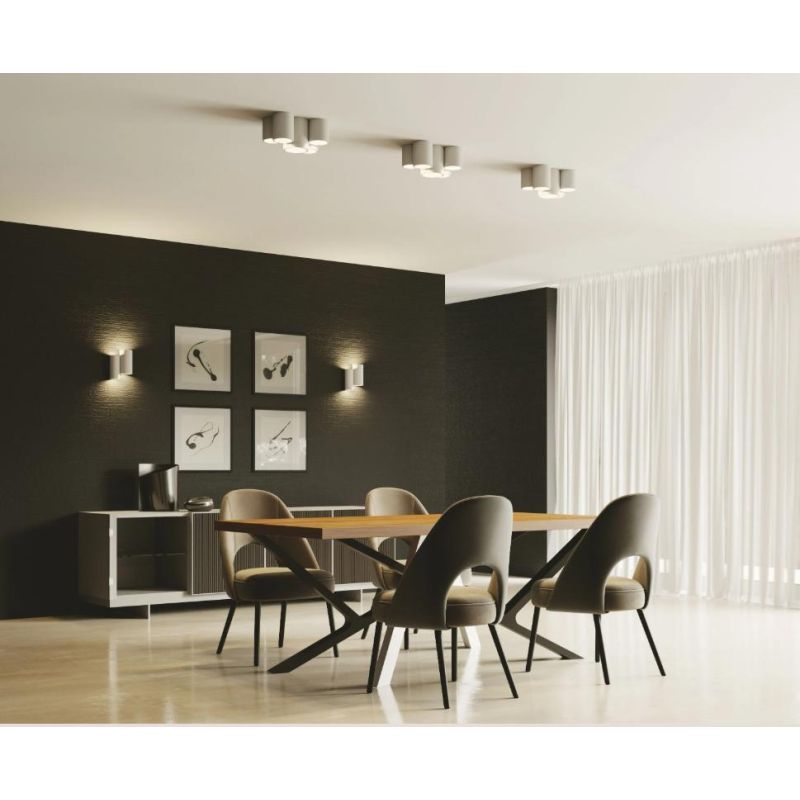 BANJIE PLAFONIERA 5 LUCI CILINDRICA IN GESSO BIANCO VERNICIABILE MODERNA LAMPADINE 5XGU10