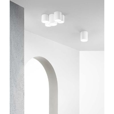 BANJIE PLAFONIERA 5 LUCI CILINDRICA IN GESSO BIANCO VERNICIABILE MODERNA LAMPADINE 5XGU10