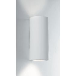 BANJIE APPLIQUE CILINDRICA H16 CM IN GESSO BIANCO VERNICIABILE LUCE SOPRA SOTTO LAMPADINE 2XGU10